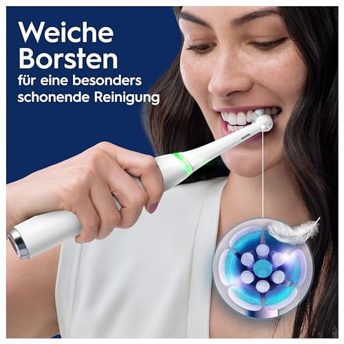 Oral-B iO Series 9 Elektrische Zahnbürste/Electric Toothbrush, 2 Aufsteckbürsten, 7 Putzmodi, Zahnpflege, Farbdisplay, Lade-Reiseetui, white alabaster