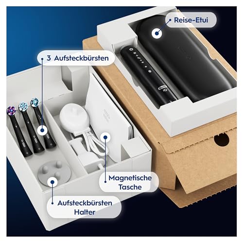 Oral-B iO Series 5 Plus Edition Elektrische Zahnbürste, Electric Toothbrush, inkl. 3 Aufsteckbürsten, 5 Putzmodi für Zahnpflege, Reiseetui, Designed by Braun, matt black