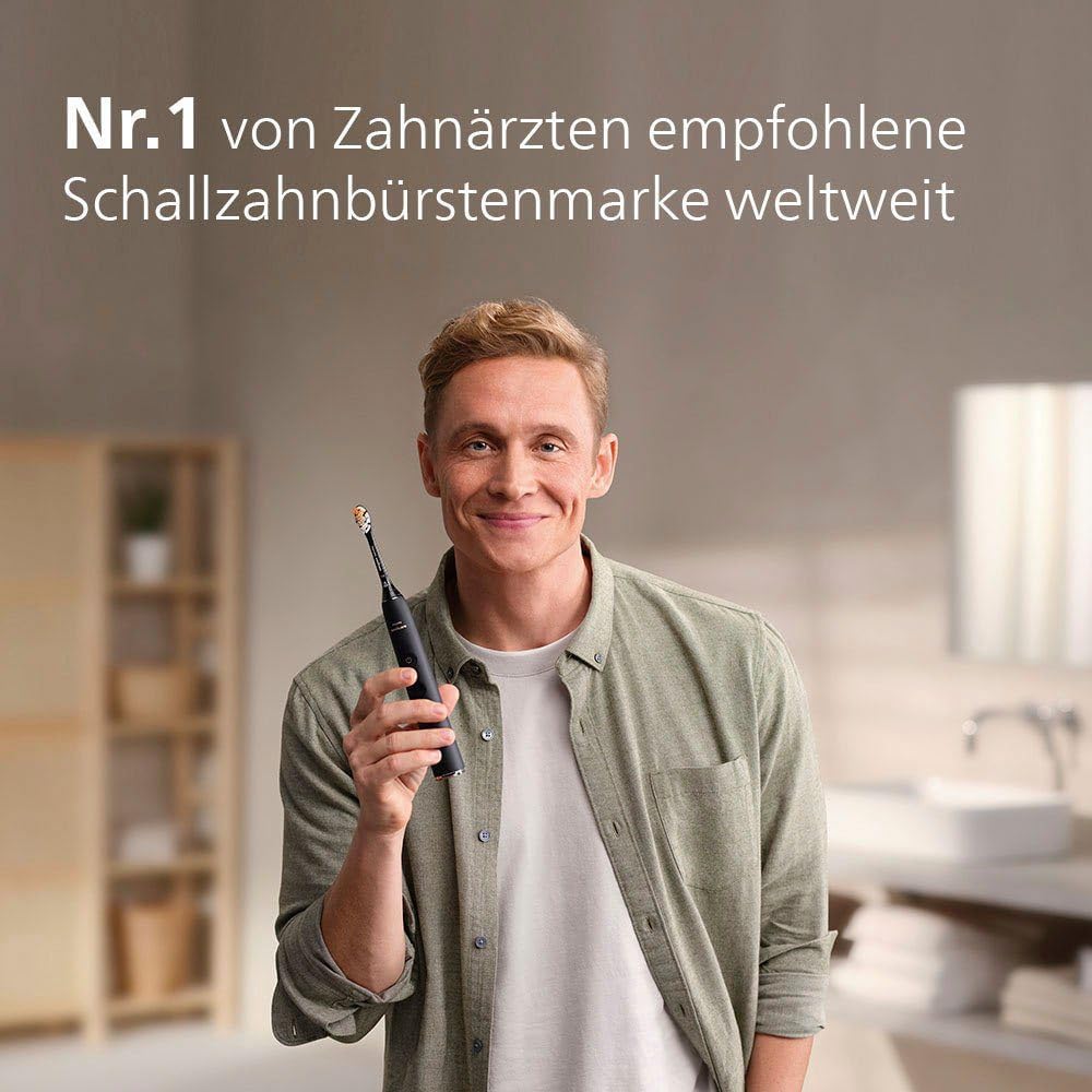 Philips Sonicare DiamondClean Prestige 9900 – Elektrische Schallzahnbürste mit 1x A3 Premium-All-in-One-Bürstenkopf und Ladeetui in Champagner (Modell HX9992/11)