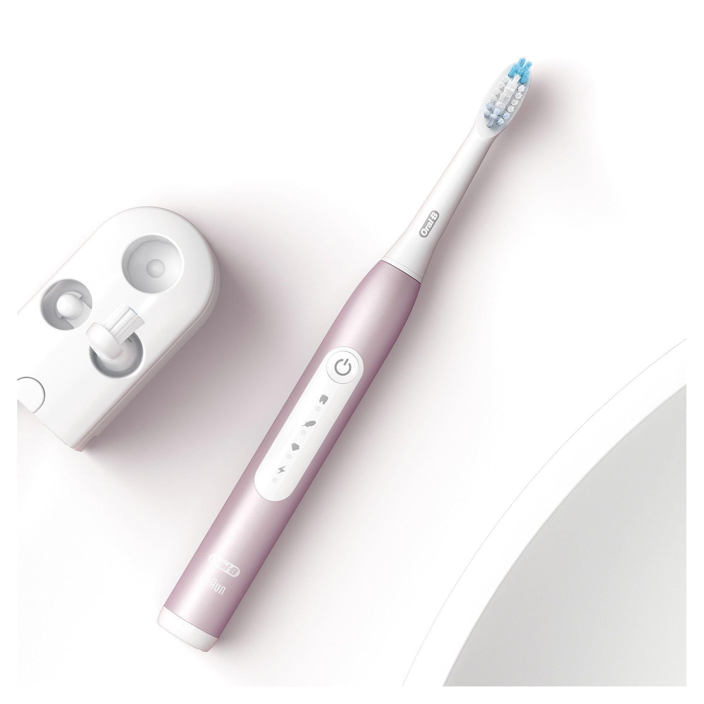 Oral-B Pulsonic Slim Luxe 4900 Elektrische Schallzahnbürste/Electric Toothbrush, Doppelpack 2 Aufsteckbürsten, 3 Putzmodi für Zahnpflege, Geschenk Mann/Frau, Designed by Braun, schwarz/rosegold
