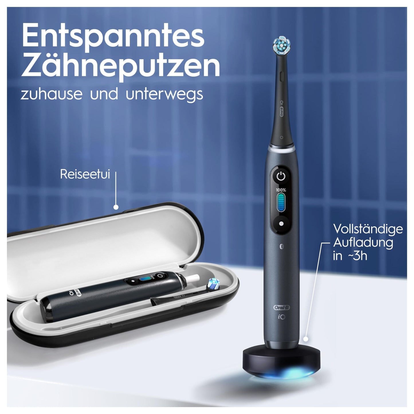 Oral-B iO Series 8 Plus Edition Elektrische Zahnbürste/Electric Toothbrush, PLUS 3 Aufsteckbürsten inkl. Whitening, Magnet-Etui, 6 Putzmodi, Designed by Braun, Geschenk Mann/Frau, Black Onyx