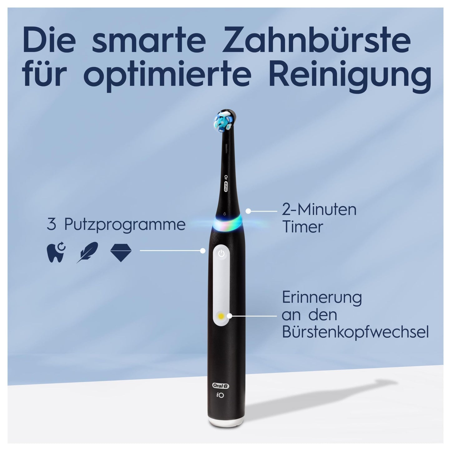 Oral-B iO Series 3 Plus Edition Elektrische Zahnbürste, Electric Toothbrush, PLUS 3 Aufsteckbürsten, 3 Putzmodi für Zahnpflege, Designed by Braun, TESTSIEGER Stiftung Warentest (12-2024), Matt Black
