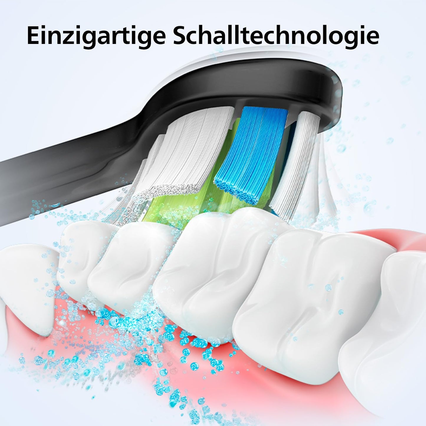 Philips Sonicare 4100 – elektrische Sonicare Zahnbürste für Erwachsene mit 1 x Philips W2 Optimal White Bürstenkopf in Schwarz, schlankem Reiseetui und USB-Ladegerät (Modell HX3683/54)