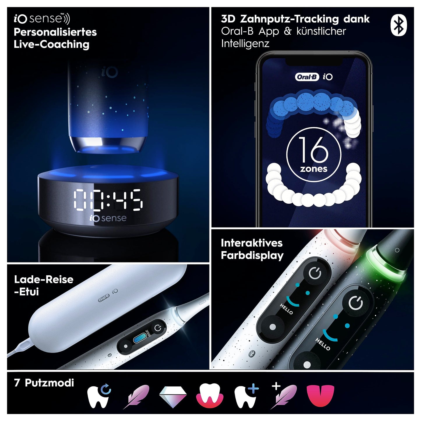 Oral-B iO Series 10 Plus Edition Elektrische Zahnbürste, Electric Toothbrush, PLUS 3 Aufsteckbürsten, 7 Putzmodi für Zahnpflege, Lade-Reiseetui, Designed by Braun, cosmic black