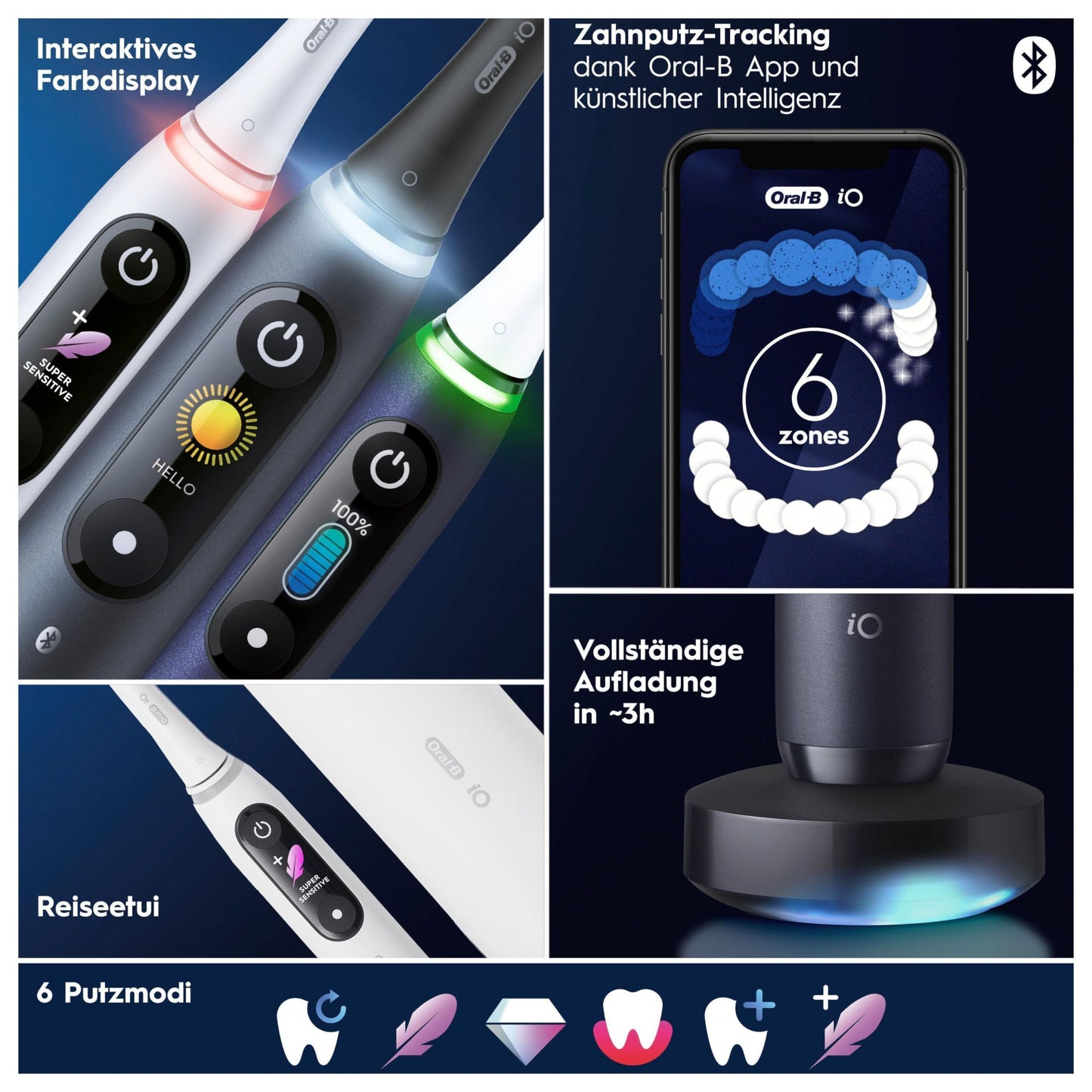 Oral-B iO Series 8 Plus Edition Elektrische Zahnbürste/Electric Toothbrush, PLUS 3 Aufsteckbürsten inkl. Whitening, Magnet-Etui, 6 Putzmodi, Designed by Braun, Geschenk Mann/Frau, Black Onyx