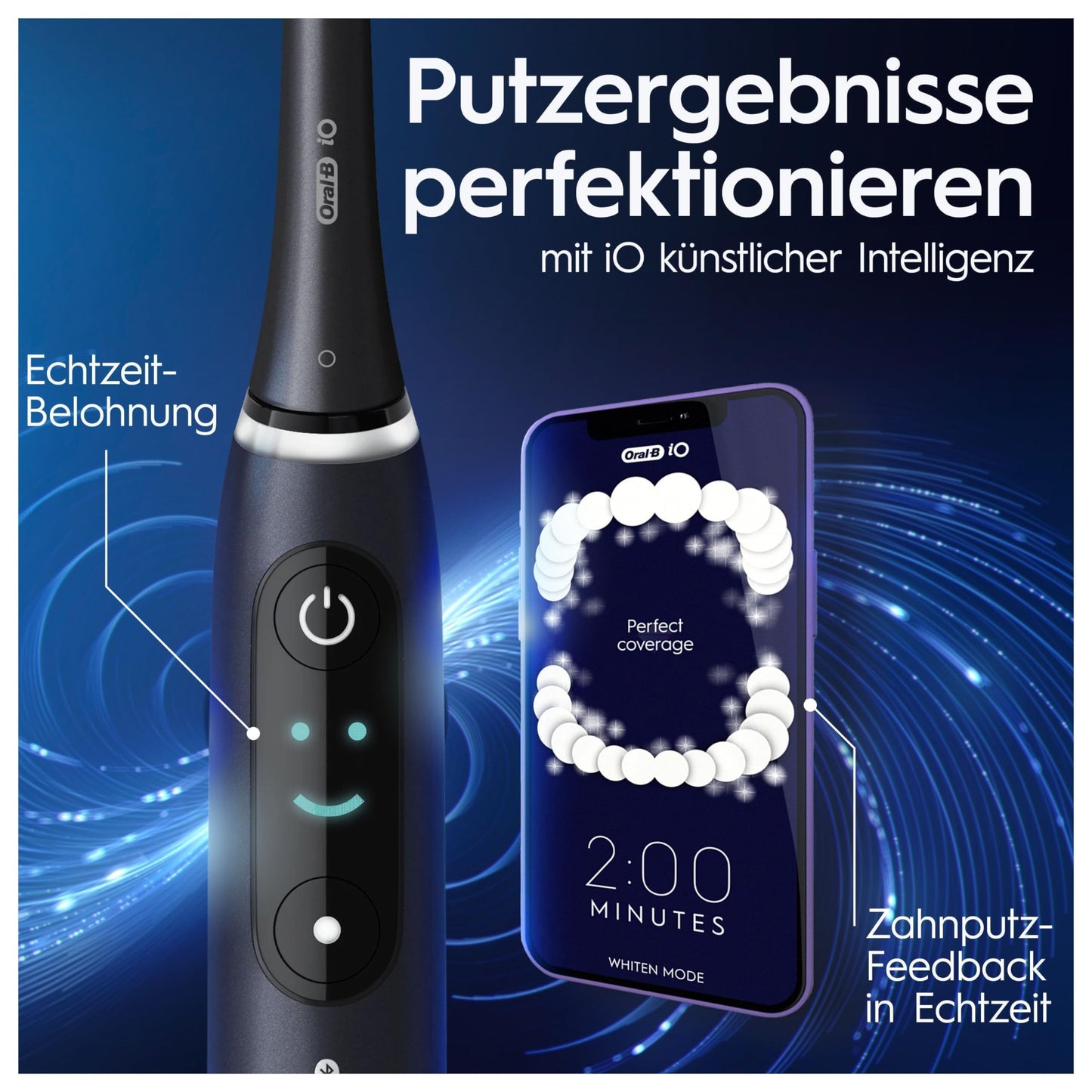 Oral-B iO Series 8 Plus Edition Elektrische Zahnbürste/Electric Toothbrush, PLUS 3 Aufsteckbürsten inkl. Whitening, Magnet-Etui, 6 Putzmodi, Designed by Braun, Geschenk Mann/Frau, Black Onyx
