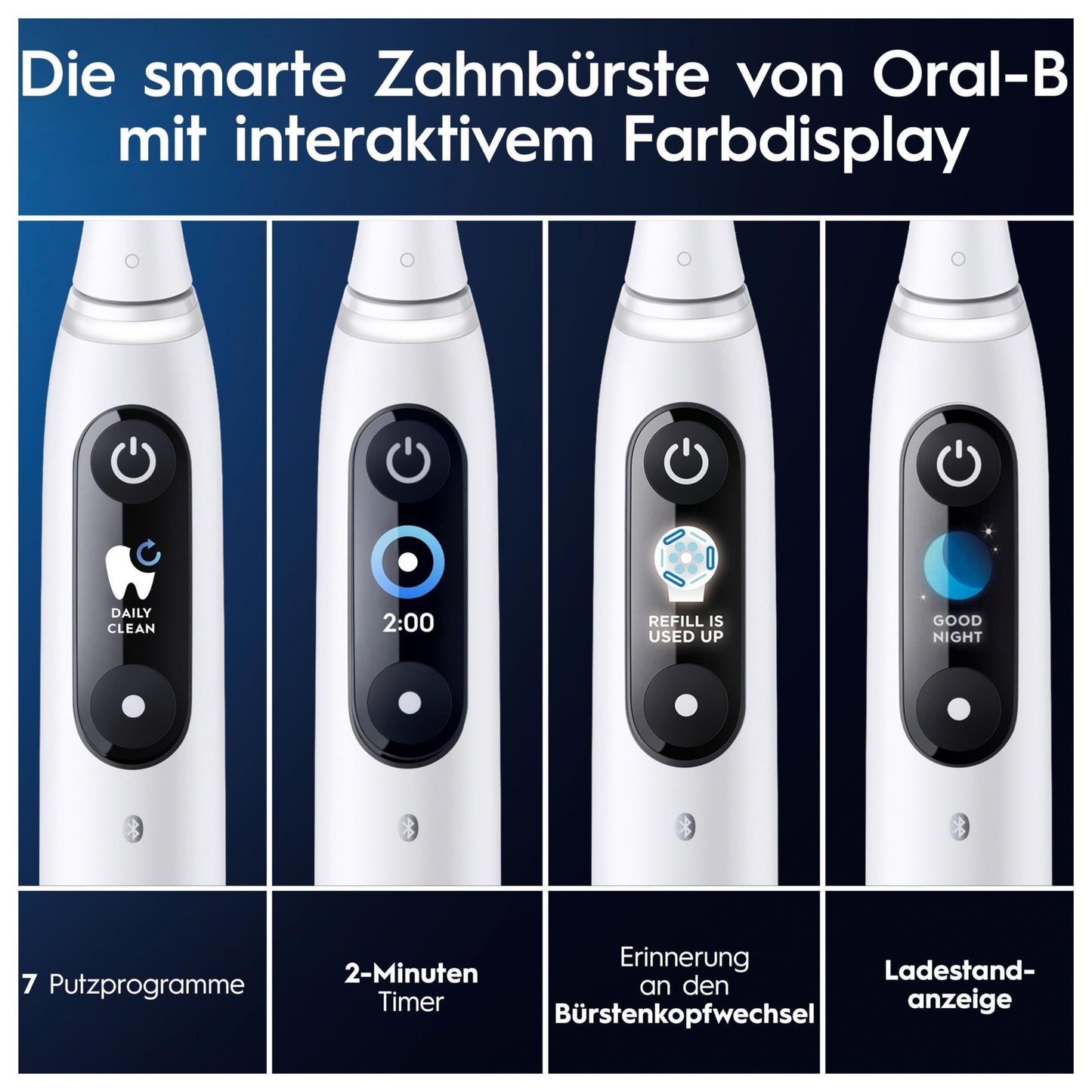 Oral-B iO Series 9 Elektrische Zahnbürste/Electric Toothbrush, 2 Aufsteckbürsten, 7 Putzmodi, Zahnpflege, Farbdisplay, Lade-Reiseetui, white alabaster