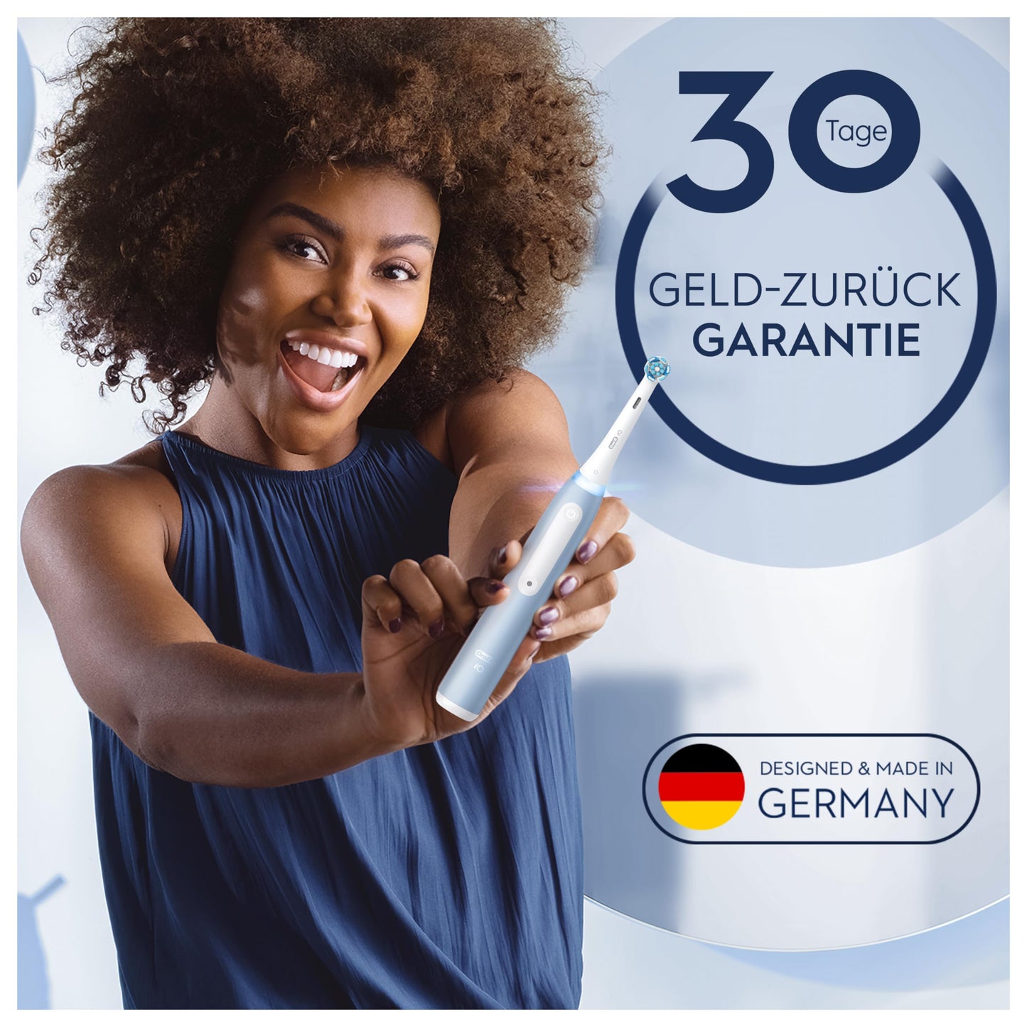 Oral-B iO Series 3 Plus Edition Elektrische Zahnbürste, Electric Toothbrush, PLUS 3 Aufsteckbürsten, 3 Putzmodi für Zahnpflege, Designed by Braun, TESTSIEGER Stiftung Warentest (12/2024), Ice Blau