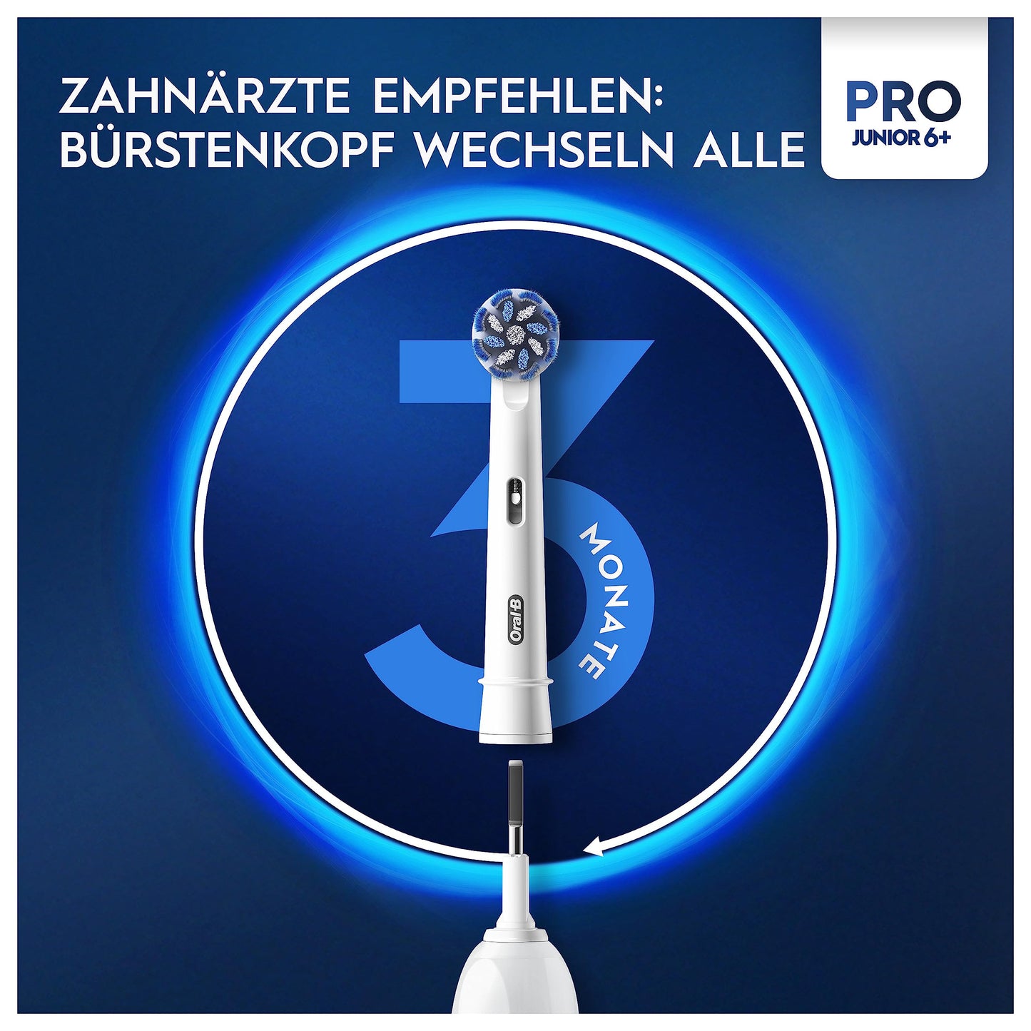 Oral-B Pro Junior Frozen Elektrische Zahnbürste/Electric Toothbrush für Kinder ab 6 Jahren, 2 Aufsteckbürsten, 360°-Andruckkontrolle, 2 Putzmodi inkl. Sensitiv für Zahnpflege, weiche Borsten, weiß
