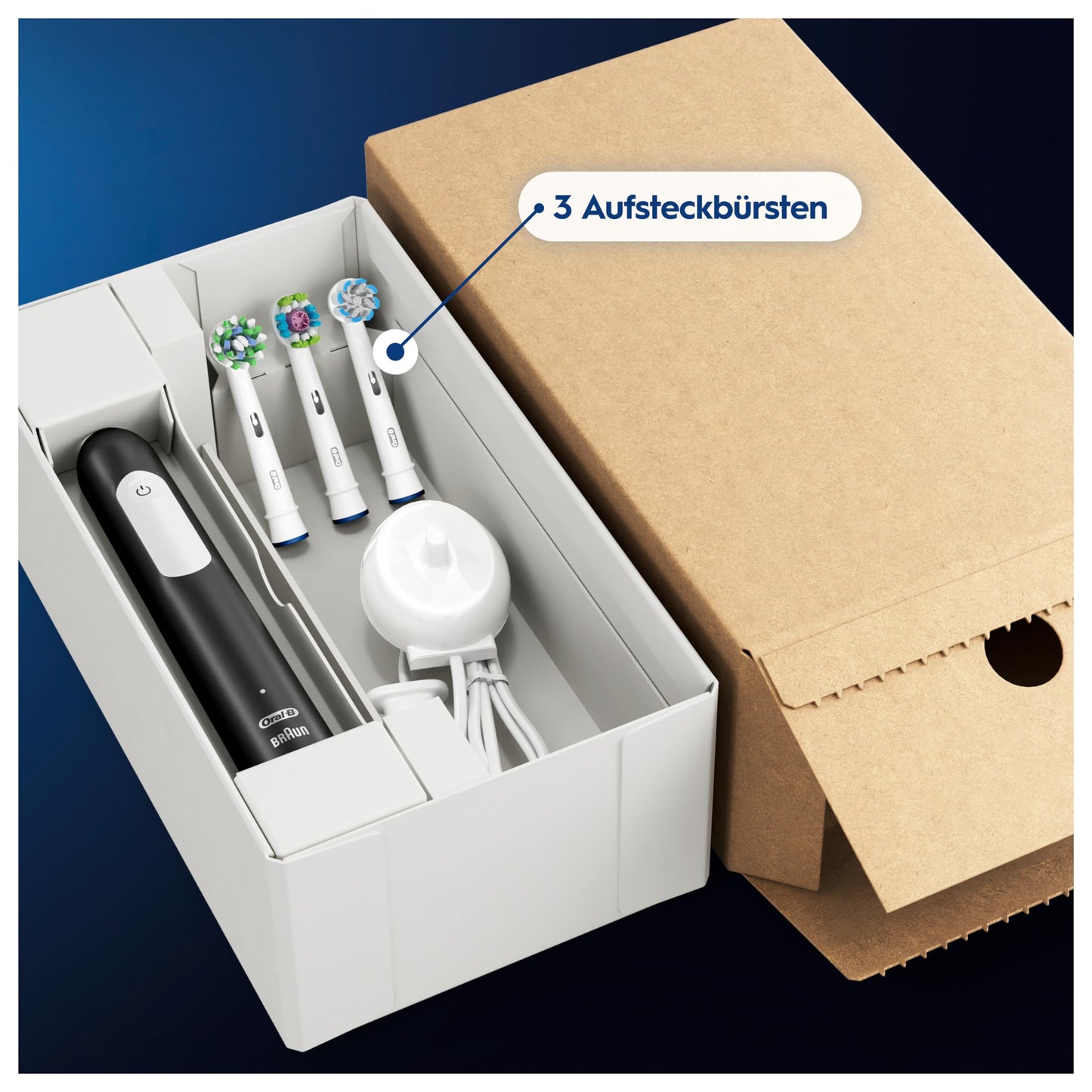 Oral-B Pro Series 1 Plus Edition Elektrische Zahnbürste/Electric Toothbrush, PLUS 3 Aufsteckbürsten, 3 Putzmodi für Zahnpflege, Designed by Braun, black