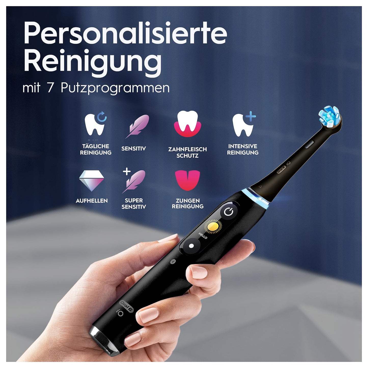 Oral-B iO Series 9 Plus Edition Elektrische Zahnbürste, Electric Toothbrush, PLUS 3 Aufsteckbürsten, 7 Putzmodi für Zahnpflege, Lade-Reiseetui, Designed by Braun, black onyx