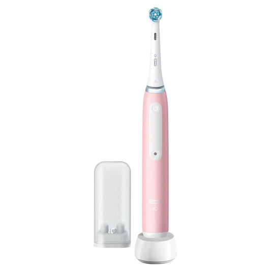 Oral-B iO 3N Elektrische Zahnbürste, Rosa, runde Bürste, weiche Mikrovibrationen, 3 Putzmodi, 1 Ladegerät, 1 Bürstenhalter, wiederaufladbar