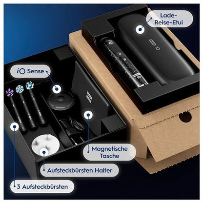 Oral-B iO Series 10 Plus Edition Elektrische Zahnbürste, Electric Toothbrush, PLUS 3 Aufsteckbürsten, 7 Putzmodi für Zahnpflege, Lade-Reiseetui, Designed by Braun, cosmic black