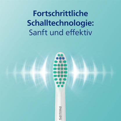 Philips Sonicare 3100 elektrische Zahnbürste, Schallzahnbürste, Andruckkontrolle und Timer, Weiß, Zweierpack, Modell HX3675/13