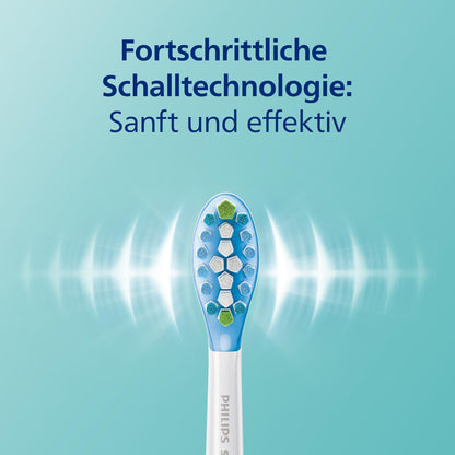 Philips Sonicare ExpertClean 7500 elektrische Zahnbürste, Schallzahnbürste mit App, 4 Putzmodi und 3 Intensitätsstufen, Drucksensor, Reiseetui, White-Gold, Modell HX9691/02