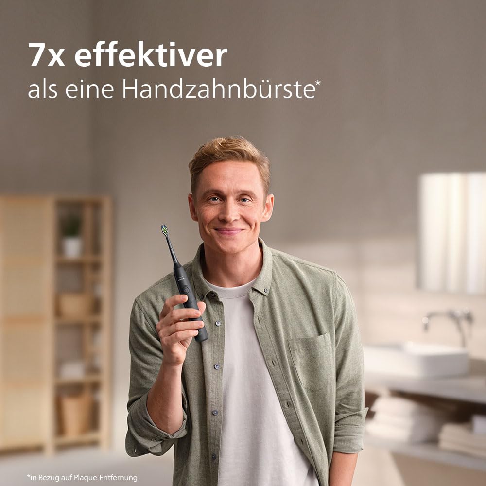 Philips Sonicare 5500 elektrische Zahnbürste, Schallzahnbürste mit 2 Putzmodi, Andruckkontrolle, EasyStart, SmarTimer und BrushPacer, Navy, Modell HX7113/01 [Neue Technologie]