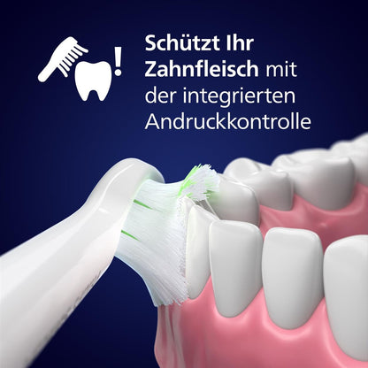 Philips Sonicare 5300 elektrische Zahnbürste, Schallzahnbürste mit 2 Intensitätsstufen, Andruckkontrolle, EasyStart, Smartimer und BrushPacer, Weiß, Modell HX7108/04 [Neue Technologie]