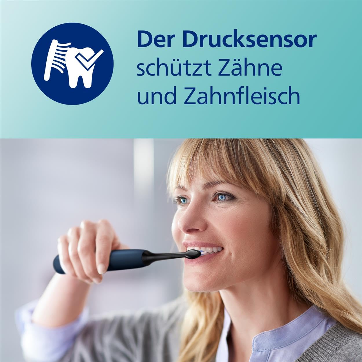 Philips Sonicare ProtectiveClean 5100 elektrische Zahnbürste, Schallzahnbürste mit 3 Putzmodi, Clean, White und Gum Care, Drucksensor, Timer und Reiseetui, Blau, Modell HX6851/53