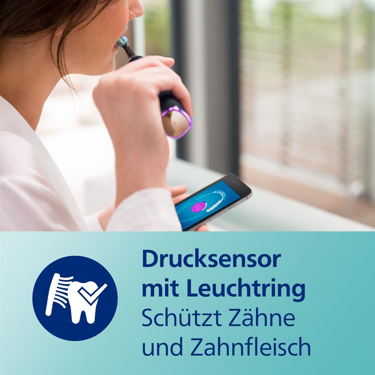 Philips Sonicare DiamondClean Smart 9400 elektrische Zahnbürste, Schallzahnbürste mit App, Drucksensor, Bürstenkopferkennung, 4 Putzmodi und 3 Intensitätsstufen, Schwarz, Modell HX9917/89