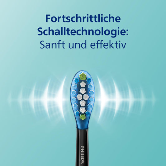 Philips Sonicare ExpertClean 7300 elektrische Zahnbürste, Schallzahnbürste mit App, 3 Putzmodi und 3 Intensitätsstufen, Drucksensor, Reiseetui, Schwarz, Model HX9601/02