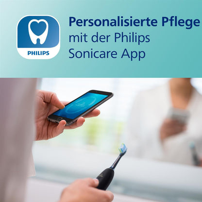 Philips Sonicare DiamondClean Smart 9400 elektrische Zahnbürste, Schallzahnbürste mit App, Drucksensor, Bürstenkopferkennung, 4 Putzmodi und 3 Intensitätsstufen, Schwarz, Modell HX9917/89