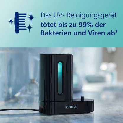 Philips Sonicare ProtectiveClean 5100 elektrische Zahnbürste, Schallzahnbürste mit 3 Putzmodi, Drucksensor, Timer, Reiseetui, UV-Reinigungsgerät, Schwarz, Modell HX6850/57