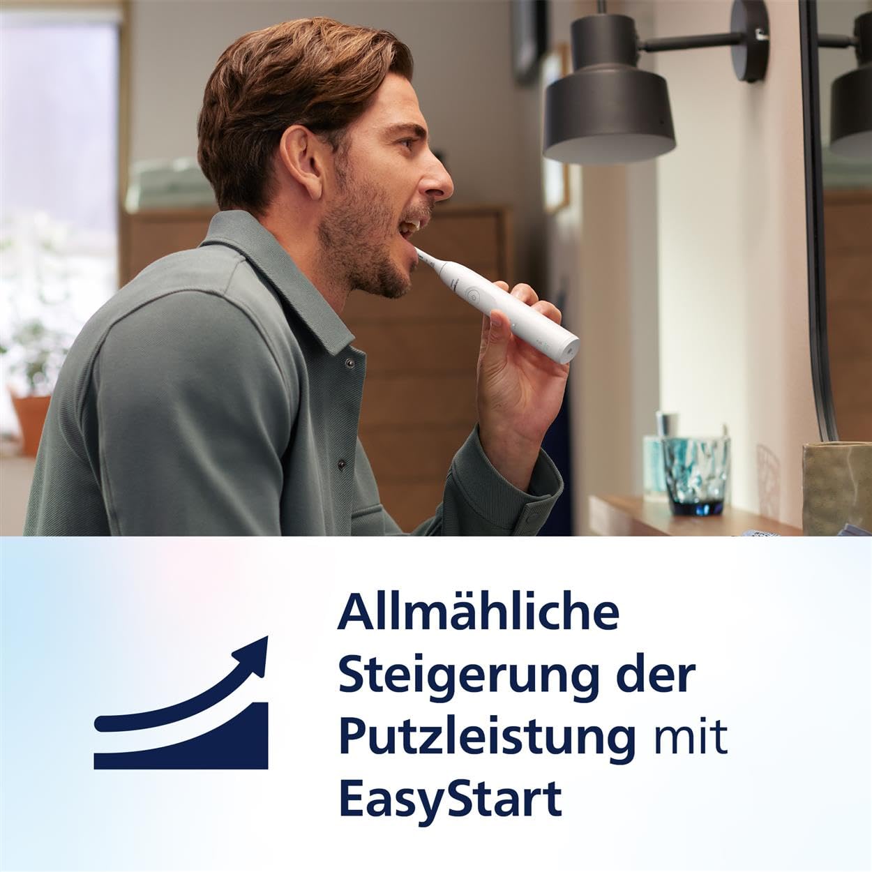 Philips Sonicare 5300 elektrische Zahnbürste, Schallzahnbürste mit 2 Intensitätsstufen, Andruckkontrolle, EasyStart, Smartimer und BrushPacer, Weiß, Modell HX7108/04 [Neue Technologie]