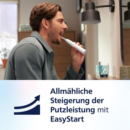 Philips Sonicare 5300 elektrische Zahnbürste, Schallzahnbürste mit 2 Intensitätsstufen, Andruckkontrolle, EasyStart, Smartimer und BrushPacer, Weiß, Modell HX7108/04 [Neue Technologie]