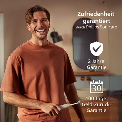 Philips Sonicare 5300 elektrische Zahnbürste, Schallzahnbürste mit 2 Intensitätsstufen, Andruckkontrolle, EasyStart, Smartimer und BrushPacer, Weiß, Modell HX7108/04 [Neue Technologie]
