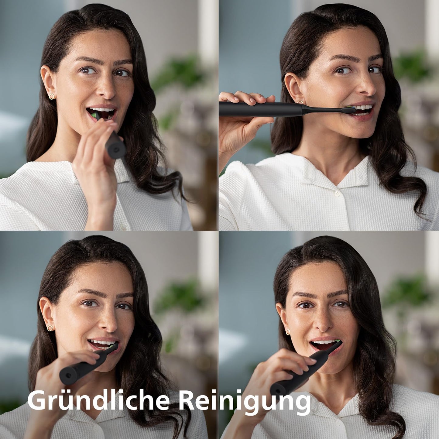 Philips Sonicare 4100 – elektrische Sonicare Zahnbürste für Erwachsene mit 1 x Philips W2 Optimal White Bürstenkopf in Schwarz, schlankem Reiseetui und USB-Ladegerät (Modell HX3683/54)