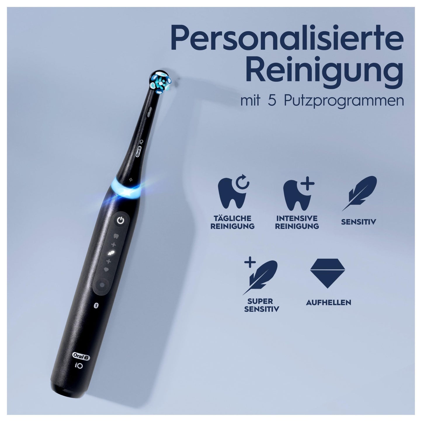 Oral-B iO Series 5 Elektrische Zahnbürste/Electric Toothbrush, Doppelpack, Magnet-Technologie, 2 Aufsteckbürsten, 5 Putzmodi für Zahnpflege, LED-Anzeige & Reiseetui, Designed by Braun, black/white