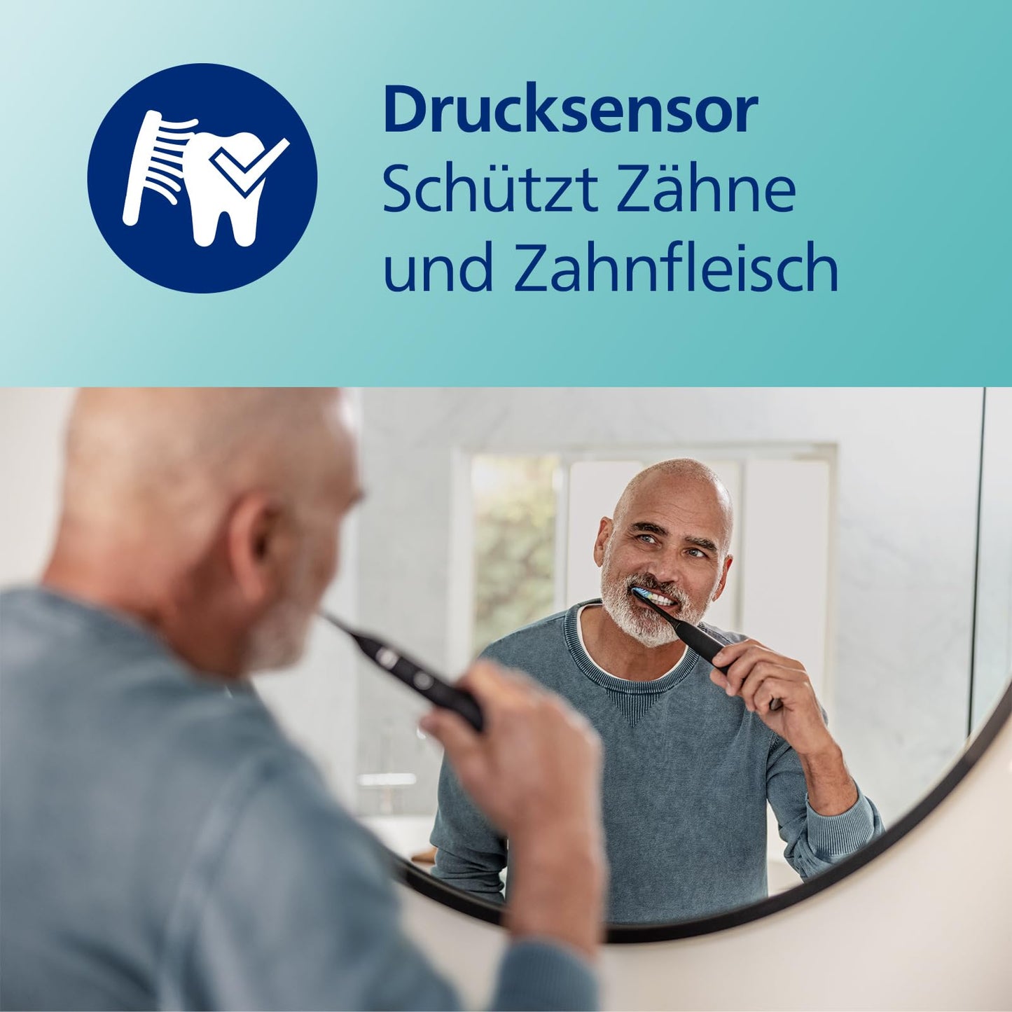 Philips Sonicare ProtectiveClean 5100 elektrische Zahnbürste, Schallzahnbürste mit 3 Putzmodi, Drucksensor, Timer, Reiseetui, UV-Reinigungsgerät, Schwarz, Modell HX6850/57