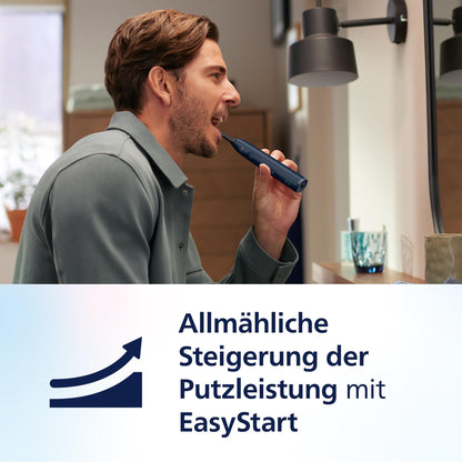 Philips Sonicare 5500 elektrische Zahnbürste, Schallzahnbürste mit 2 Putzmodi, Andruckkontrolle, EasyStart, SmarTimer und BrushPacer, Navy, Modell HX7113/01 [Neue Technologie]