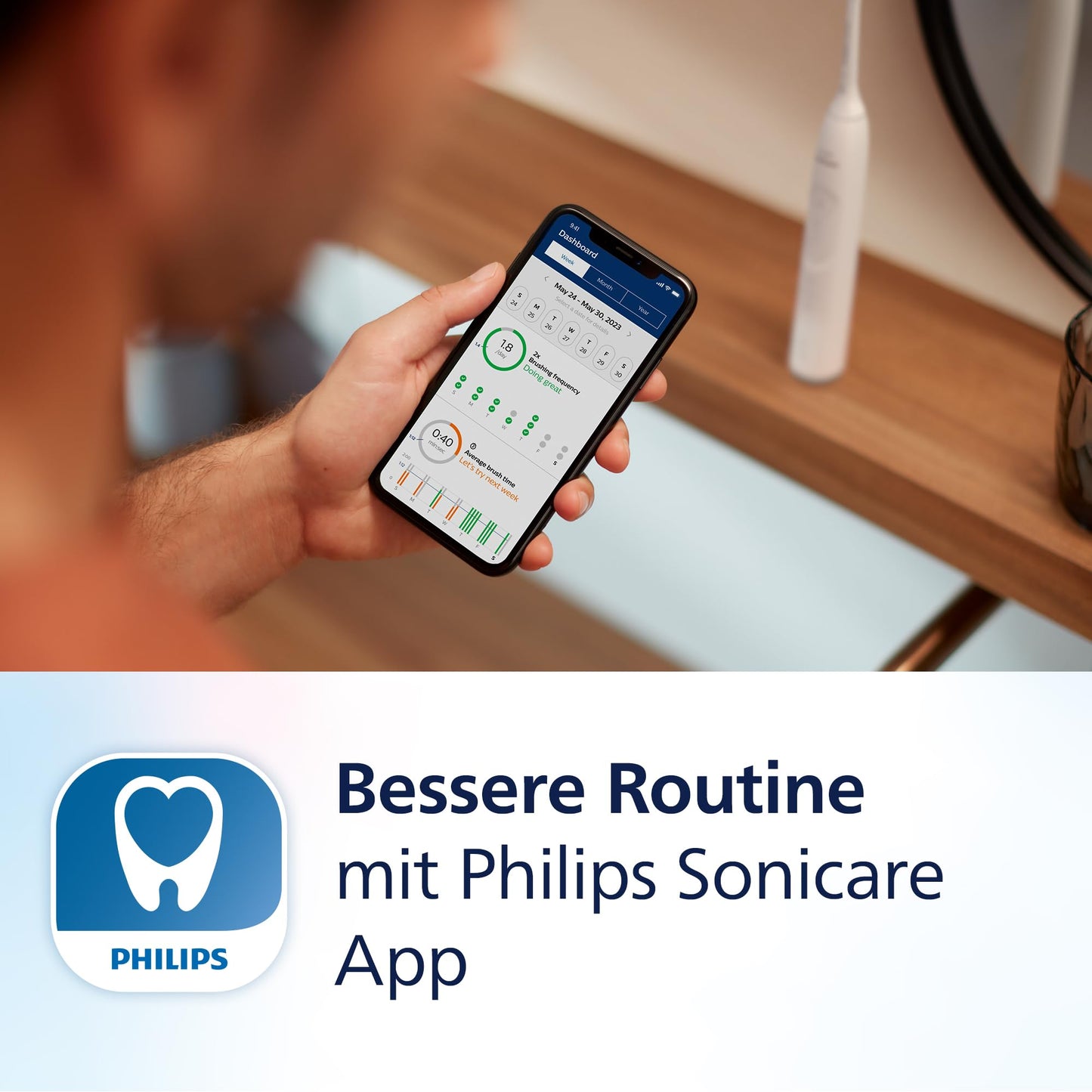 Philips Sonicare 7100 elektrische Zahnbürste, Schallzahnbürste mit App, 4 Putzmodi und 3 Intensitätsstufen, Andruckkontrolle, EasyStart, SmarTimer, Weiß, Modell HX7420/02 [Neue Technologie]