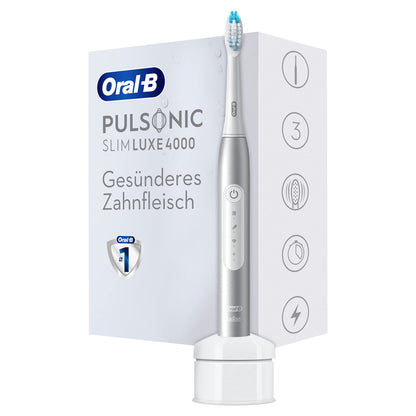 Oral-B Pulsonic Slim Luxe 4000 Elektrische Schallzahnbürste/Electric Toothbrush, 3 Putzmodi für Zahnpflege und gesundes Zahnfleisch, Geschenk Mann/Frau, platin
