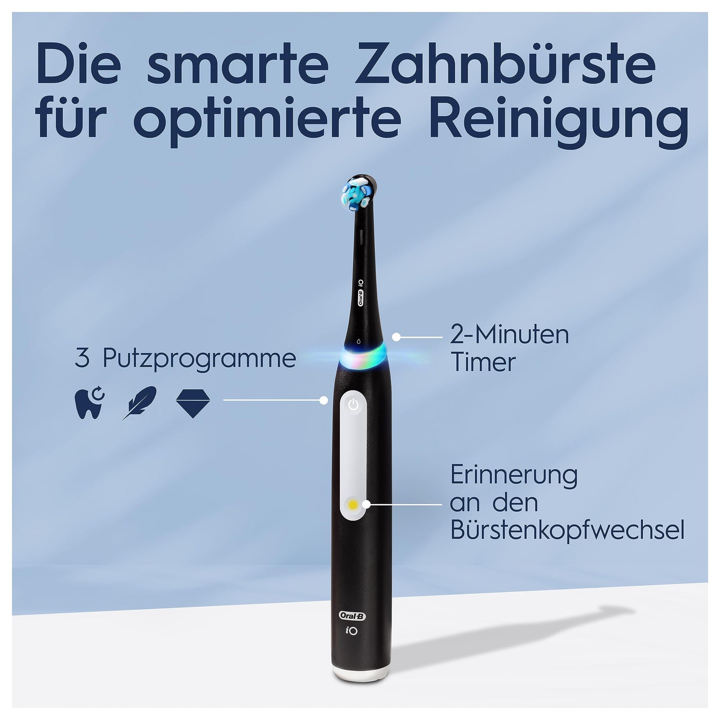 Oral-B iO Series 3 Elektrische Zahnbürste, Electric Toothbrush, Doppelpack, 2 Aufsteckbürsten, 3 Putzmodi für Zahnpflege, Reiseetui, TESTSIEGER Stiftung Warentest (12, 2024), Matt Black, Blush Pink