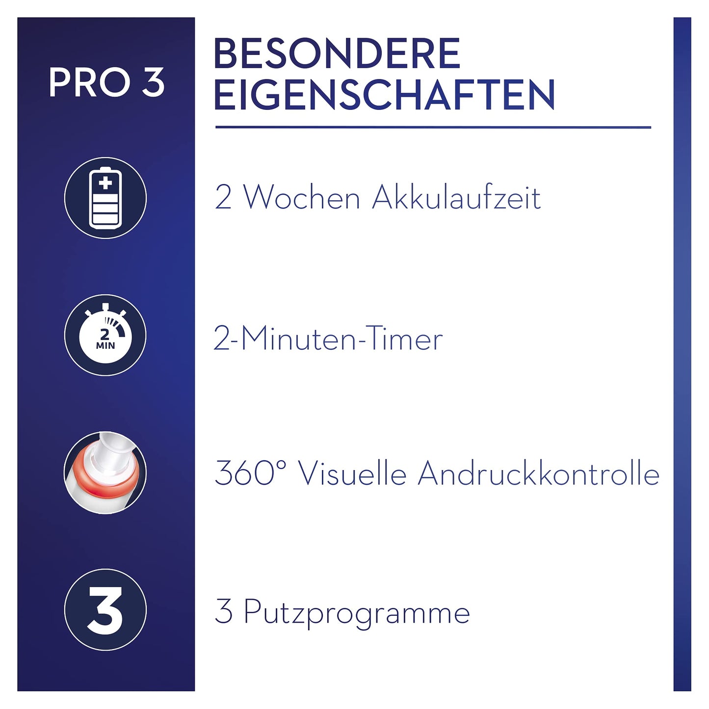Oral-B PRO 3 3000 Sensitive Clean Elektrische Zahnbürste/Electric Toothbrush, mit 3 Putzmodi inkl. Sensitiv und visueller 360° Andruckkontrolle für Zahnpflege, Designed by Braun, blau