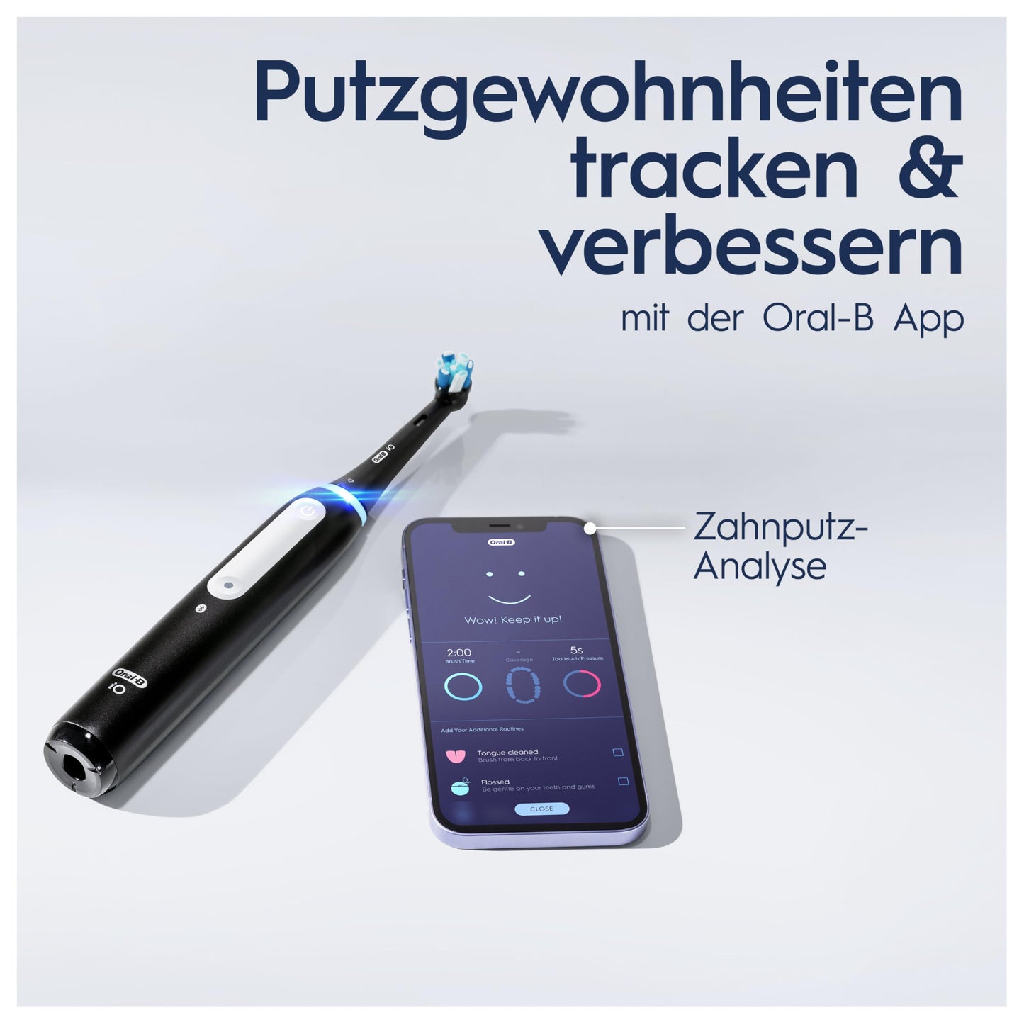 Oral-B iO Series 4 Plus Edition Elektrische Zahnbürste/Electric Toothbrush, PLUS 3 Aufsteckbürsten, 4 Putzmodi für Zahnpflege, Reiseetui, Designed by Braun, matt schwarz