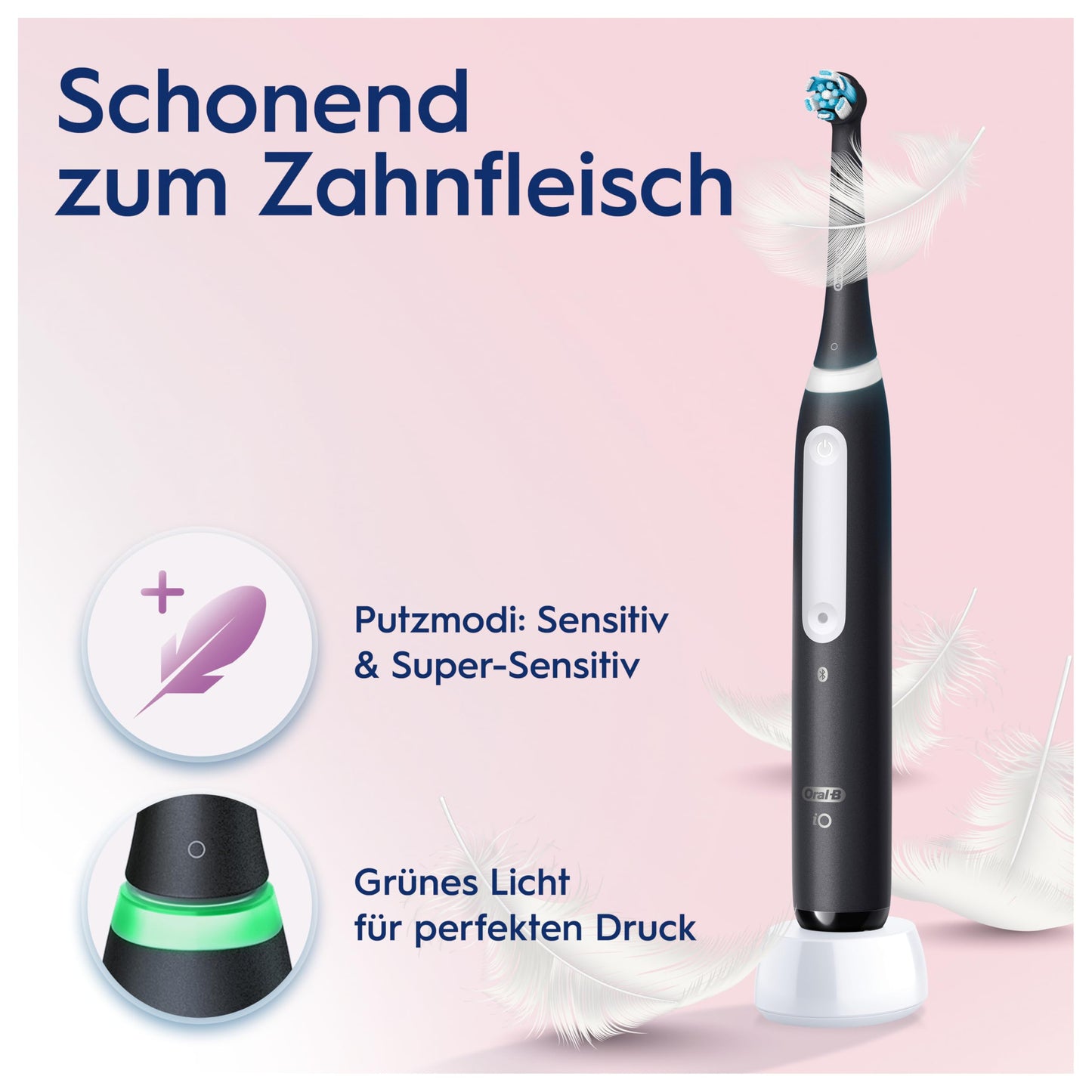Oral-B iO Series 4 Plus Edition Elektrische Zahnbürste/Electric Toothbrush, PLUS 3 Aufsteckbürsten, 4 Putzmodi für Zahnpflege, Reiseetui, Designed by Braun, matt schwarz