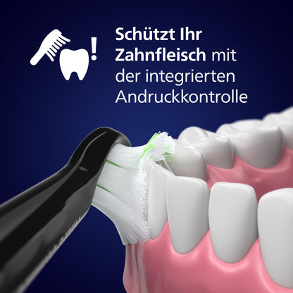 Philips Sonicare 5500 elektrische Zahnbürste, Schallzahnbürste mit 2 Putzmodi, Andruckkontrolle, EasyStart, SmarTimer und BrushPacer, Navy, Modell HX7113/01 [Neue Technologie]
