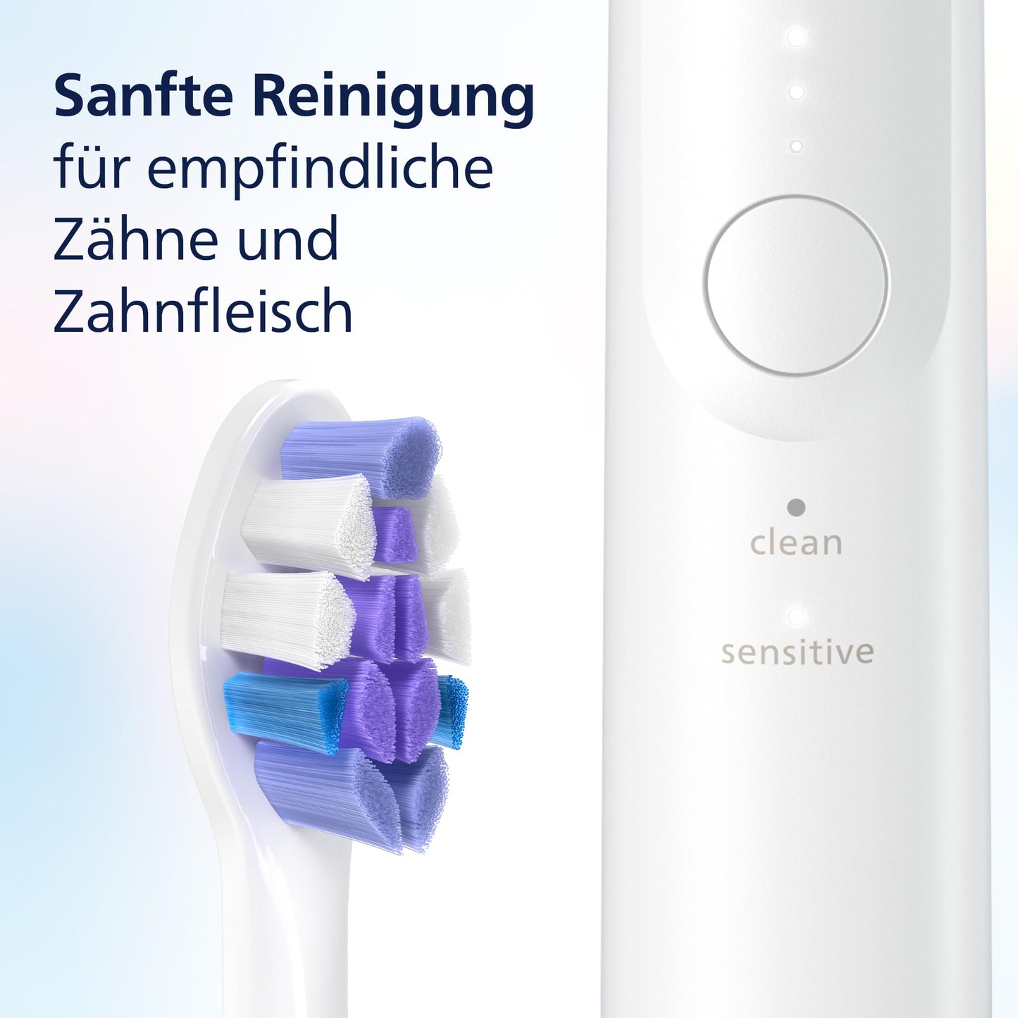 Philips Sonicare 6100 elektrische Zahnbürste, Schallzahnbürste mit 2 Putzmodi, 3 Intensitätsstufen, Andruckkontrolle, EasyStart, SmarTimer, Reiseetui, Weiß, Modell HX7400/02 [Neue Technologie]