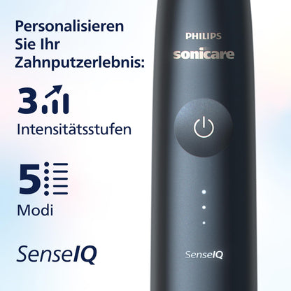 Philips Sonicare DiamondClean Prestige 9900 – Elektrische Zahnbürste mit SenseIQ, A3 Premium-All-in-One-Bürstenkopf und Ladeetui in Mitternachtsblau (Modell HX9992/12)