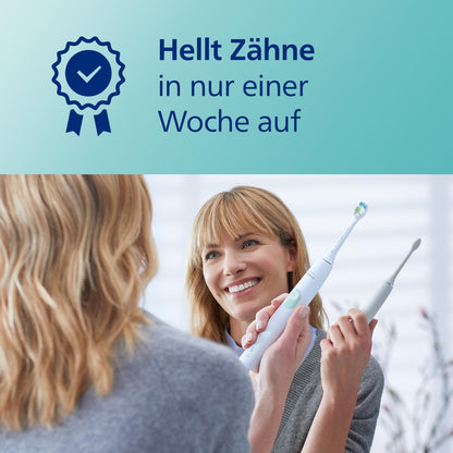 Philips Sonicare ProtectiveClean 4300 elektrische Zahnbürste, Schallzahnbürste mit zwei Intensitätsstufen, Drucksensor und Timer, Weiß, Modell HX6807/51