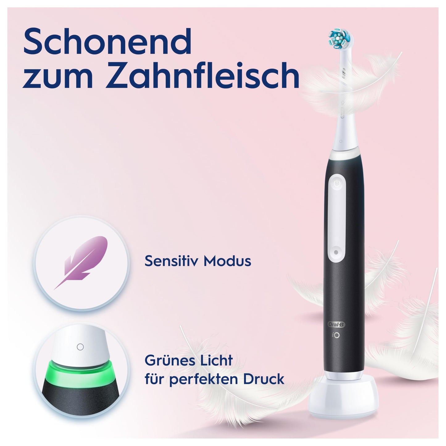 Oral-B iO Series 3 Elektrische Zahnbürste, Electric Toothbrush, Doppelpack, 2 Aufsteckbürsten, 3 Putzmodi für Zahnpflege, Reiseetui, TESTSIEGER Stiftung Warentest (12, 2024), Matt Black, Blush Pink