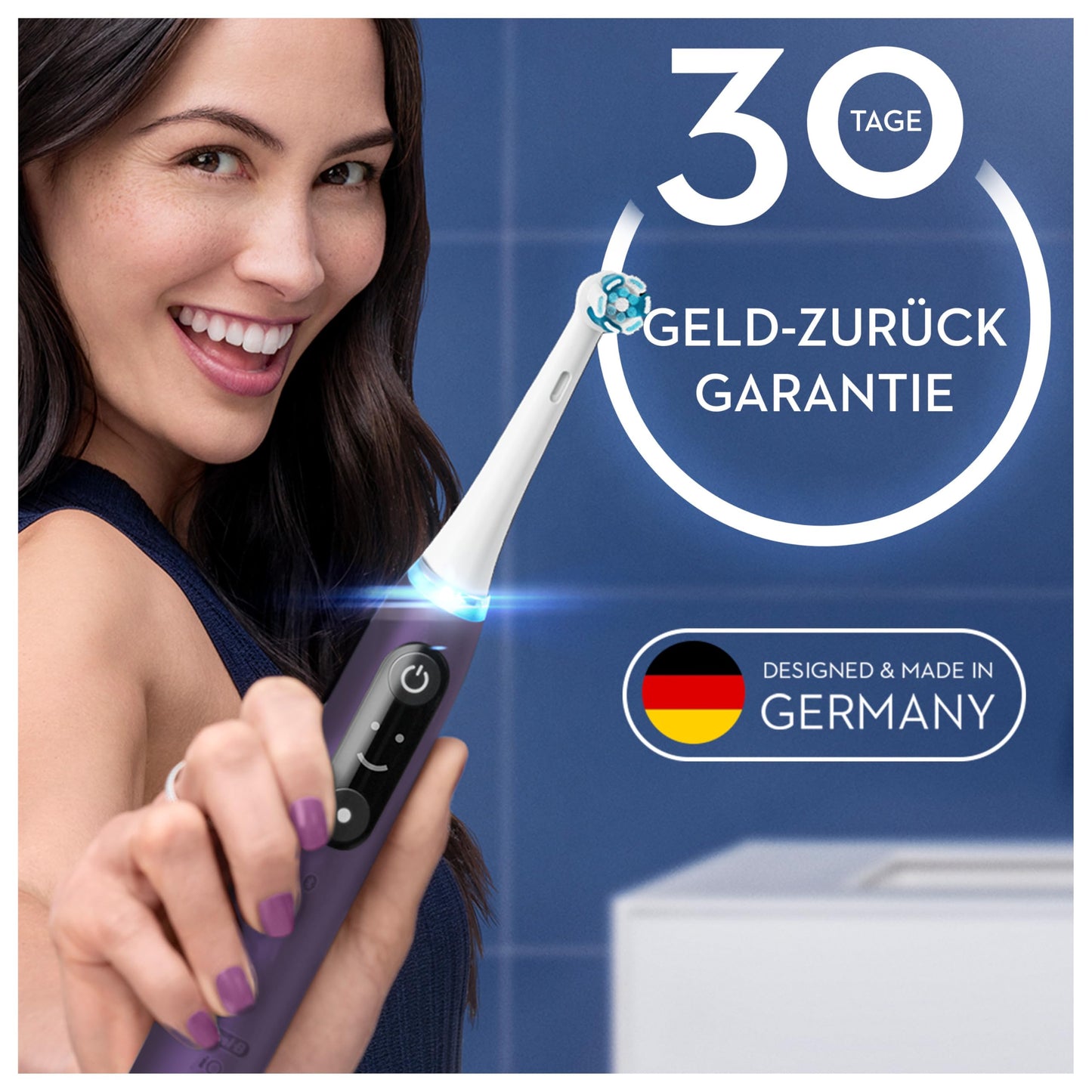 Oral-B iO Series 8 Plus Edition Elektrische Zahnbürste, Electric Toothbrush, PLUS 3 Aufsteckbürsten, 6 Putzmodi für Zahnpflege, Reiseetui, Designed by Braun, Violet Ametrine