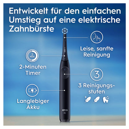 Oral-B iO Series 2 Elektrische Zahnbürste,Electric Toothbrush, DUO Pack inkl. zweitem Handstück, 3 Putzmodi für Zahnpflege, Magnet-Technologie, Designed by Braun, Night Black , Calm Pink