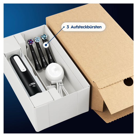 Oral-B iO Series 3 Plus Edition Elektrische Zahnbürste, Electric Toothbrush, PLUS 3 Aufsteckbürsten, 3 Putzmodi für Zahnpflege, Designed by Braun, TESTSIEGER Stiftung Warentest (12-2024), Matt Black