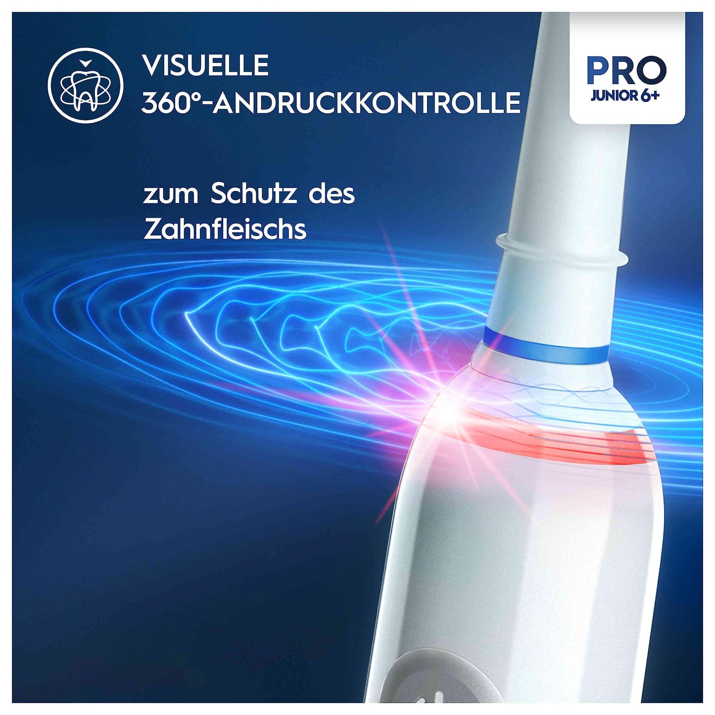 Oral-B Pro Junior Frozen Elektrische Zahnbürste/Electric Toothbrush für Kinder ab 6 Jahren, 2 Aufsteckbürsten, 360°-Andruckkontrolle, 2 Putzmodi inkl. Sensitiv für Zahnpflege, weiche Borsten, weiß