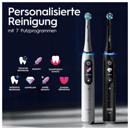 Oral-B iO Series 10 Plus Edition Elektrische Zahnbürste, Electric Toothbrush, PLUS 3 Aufsteckbürsten, 7 Putzmodi für Zahnpflege, Lade-Reiseetui, Designed by Braun, cosmic black