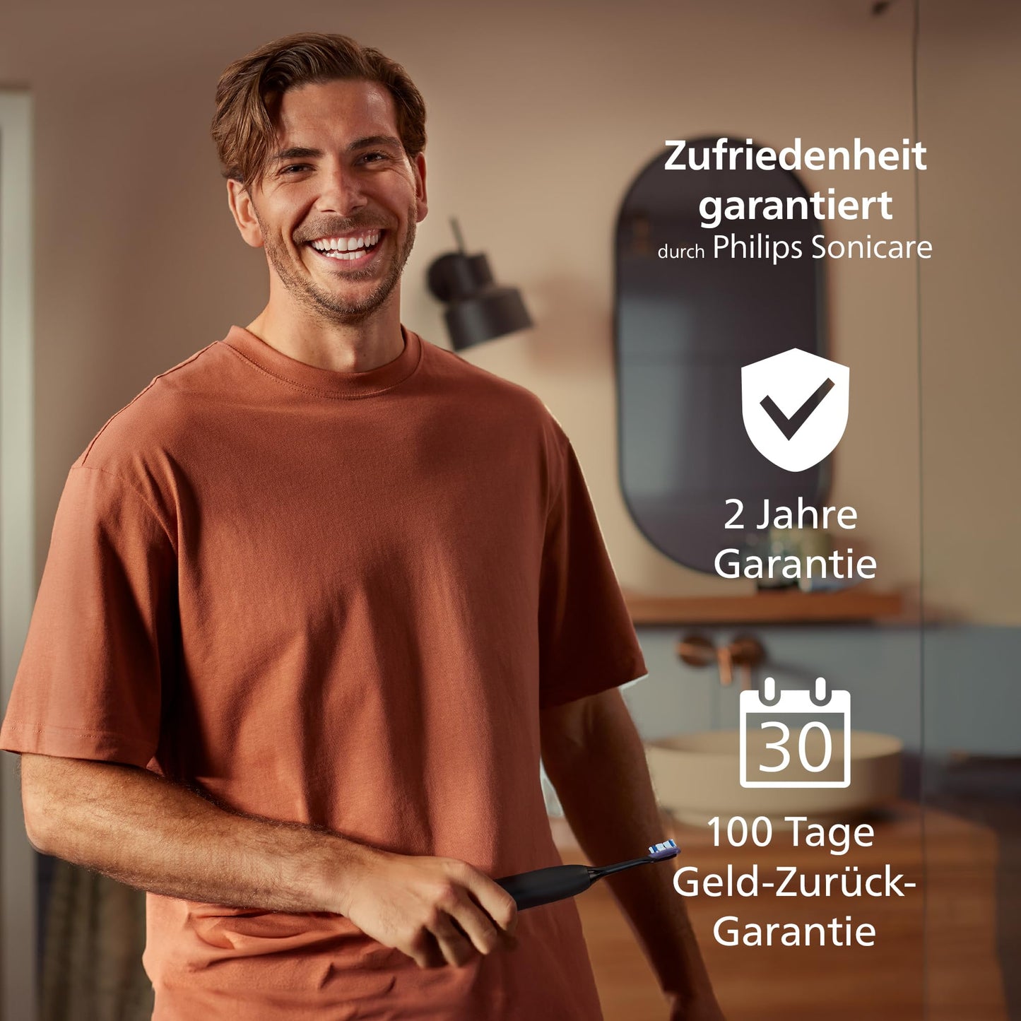 Philips Sonicare 7100 elektrische Zahnbürste, Schallzahnbürste mit App, 4 Putzmodi, 3 Intensitätsstufen, Andruckkontrolle, EasyStart, SmarTimer, Schwarz, 2er-Pack, Modell HX7429/03 [Neue Technologie]